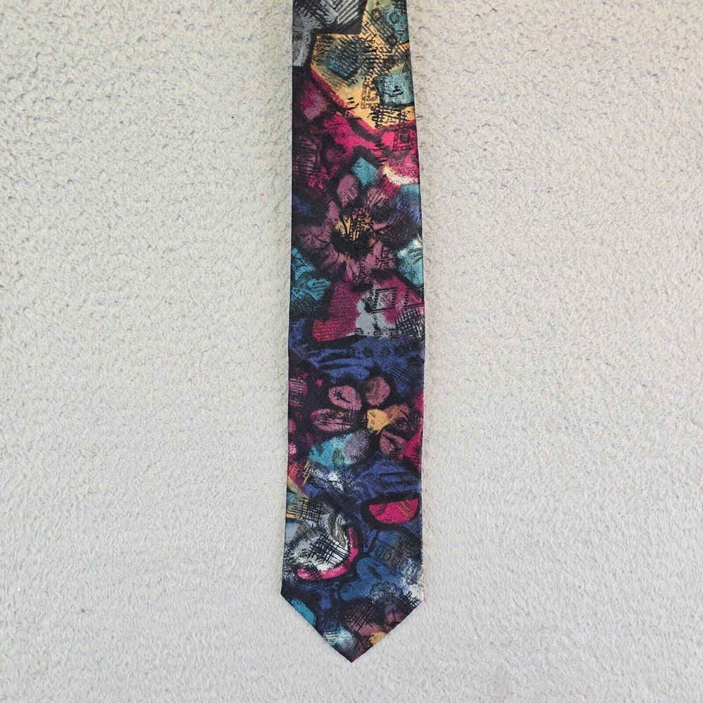 Vintage Etienne Aigner Mens Necktie Multicolor Floral‎ Artsy Formal 56" Neck Tie